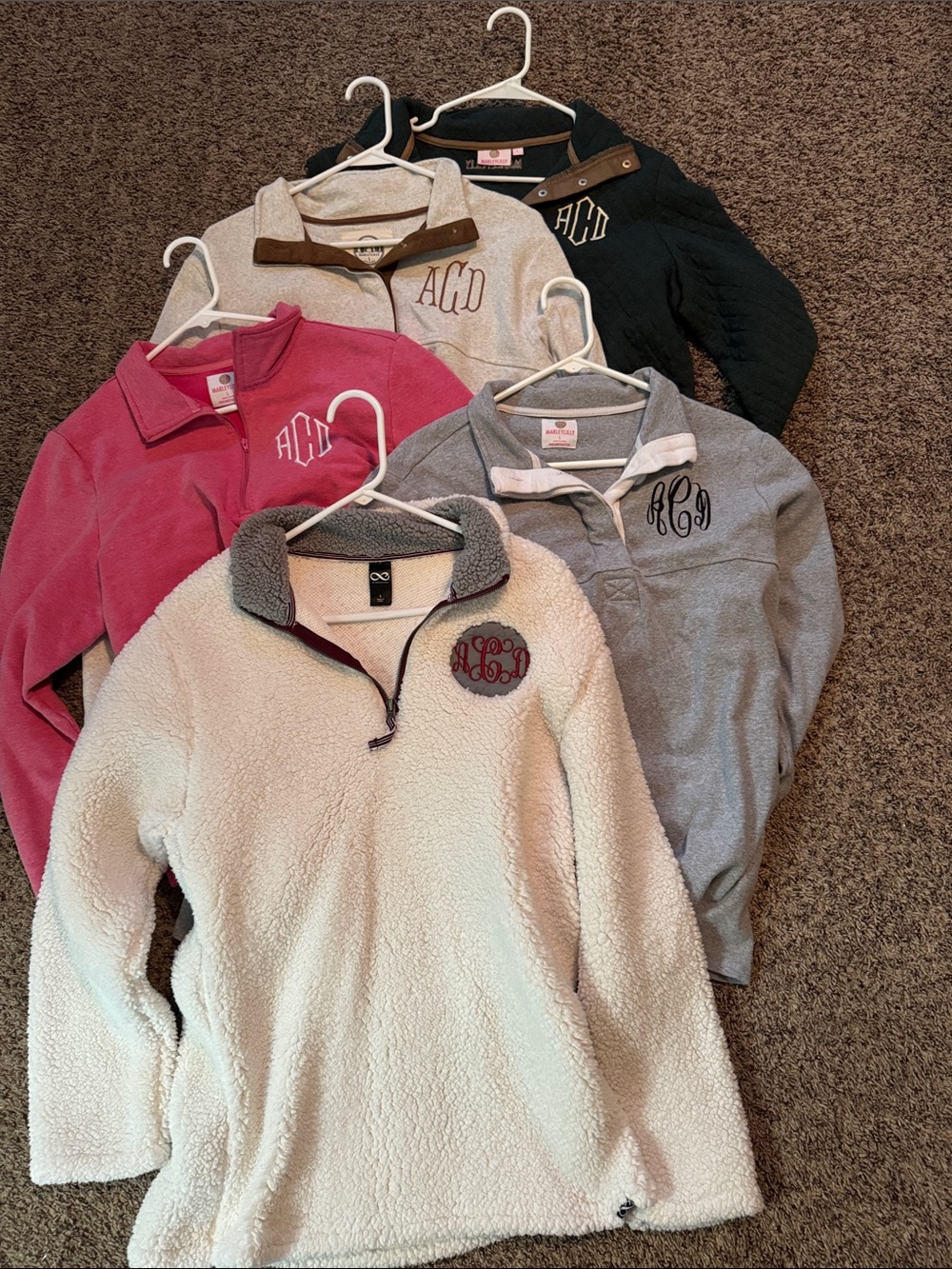 BUNDLE!!!! 5 MONOGRAMMED pullovers